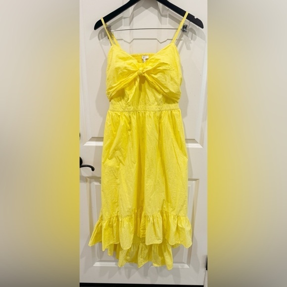 Joie Clorinda Cut Out Hi Low ruffle poplin dress Womens size 12 Large $288 EUC - Picture 2 of 9